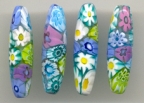 "Lace" Pastel Millefiori Ovals 10x38mm